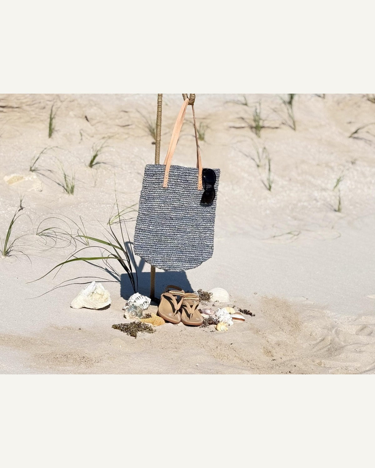 Leather-Strap Raffia Market Tote product image 6