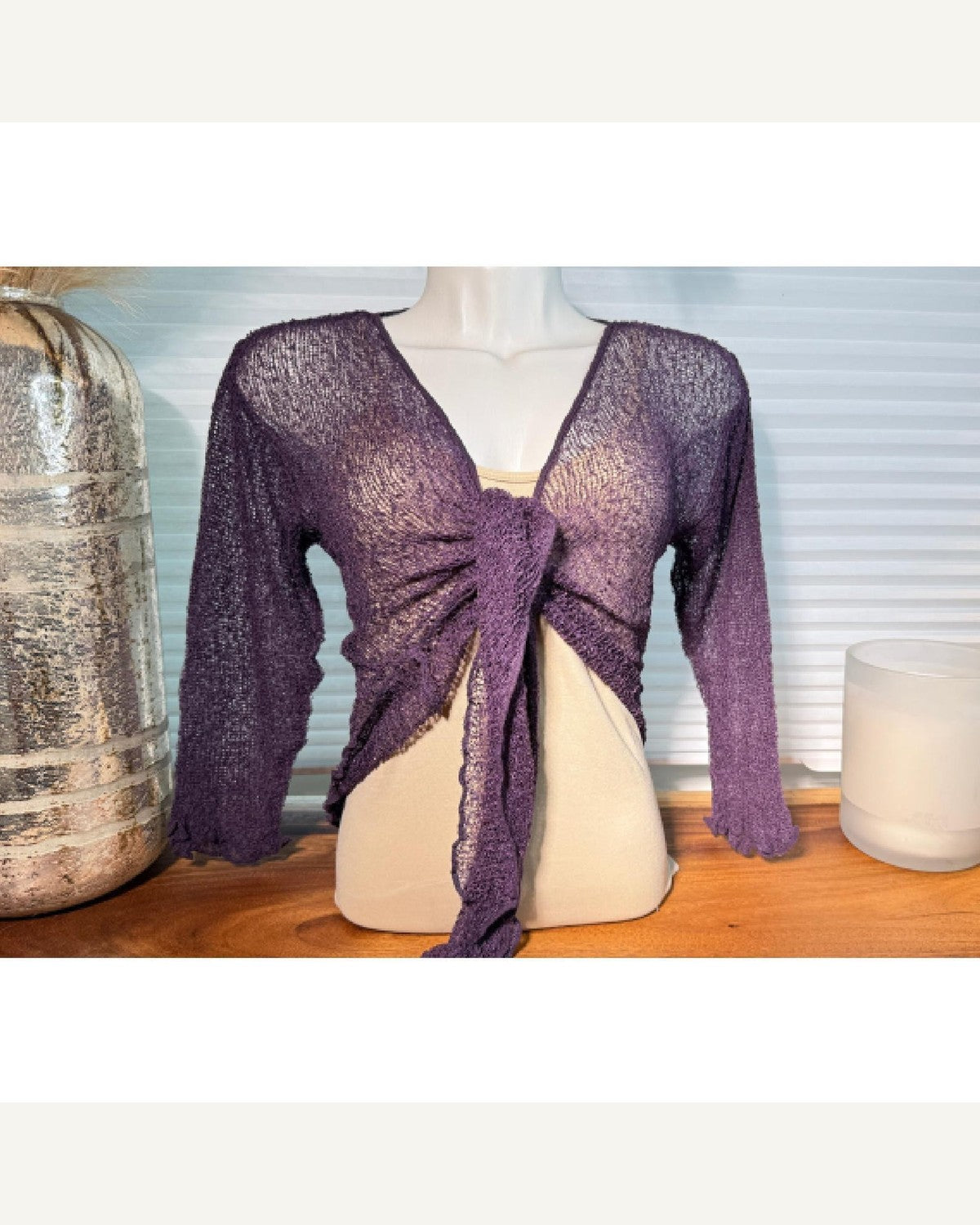 Sand Sheer Knit Layering Shrug product image 1